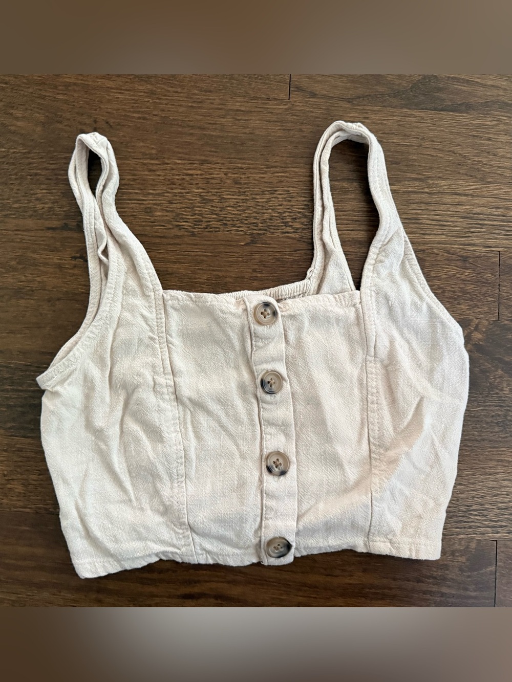 Button-Front Cream Cropped Tank Top